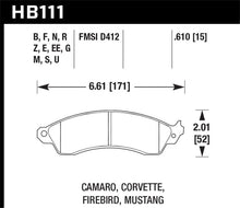 Load image into Gallery viewer, Hawk 1991 Chevrolet Camaro 3.1L Heritage Edition Performance Package Front ER-1 Brake Pads