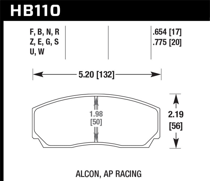 Hawk DTC-80 AP Racing 17mm Race Brake Pads