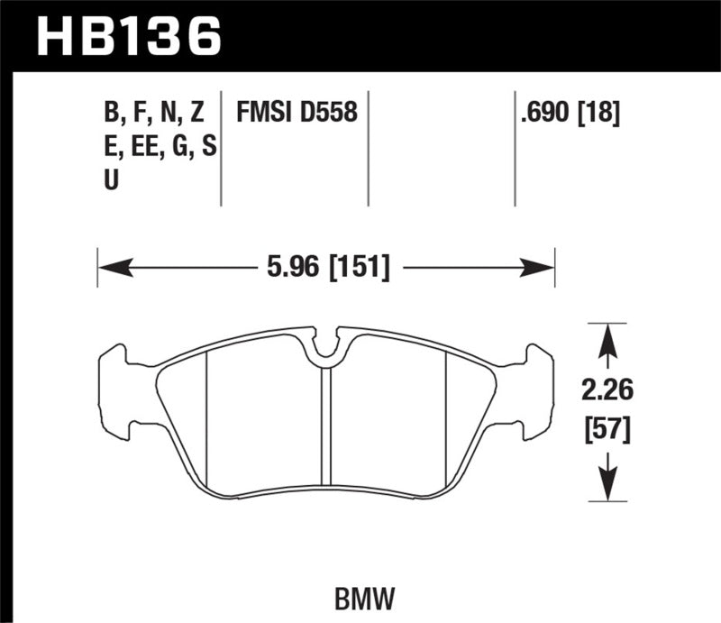 Hawk 92-98 BMW 318i 1.8L Sedan Front ER-1 Brake Pads