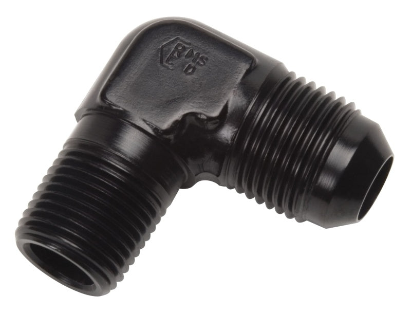 Russell Performance -8 AN to 3/8in NPT 90 Degree Flare to Pipe Adapter (Black)