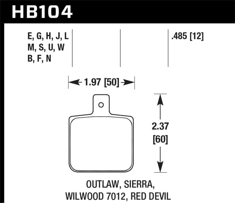 Hawk DTC-60 Wilwood DL Single Outlaw w/ 0.156in Center Hole Race Brake Pads