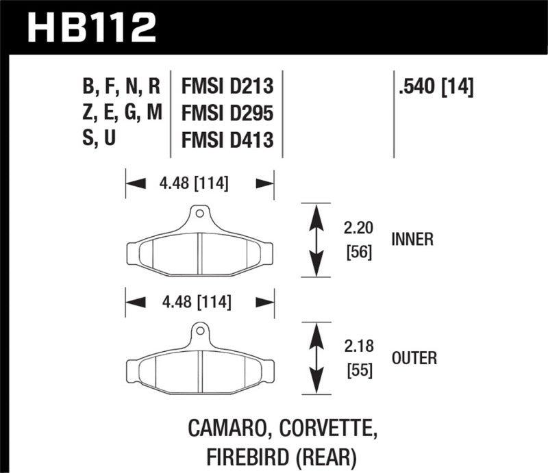 Hawk 88-89 Chevrolet Camaro 2.8L Rear ER-1 Brake Pads
