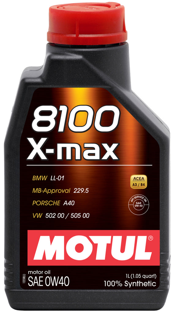 Motul 1L Synthetic Engine Oil 8100 0W40 X-MAX - Porsche A40